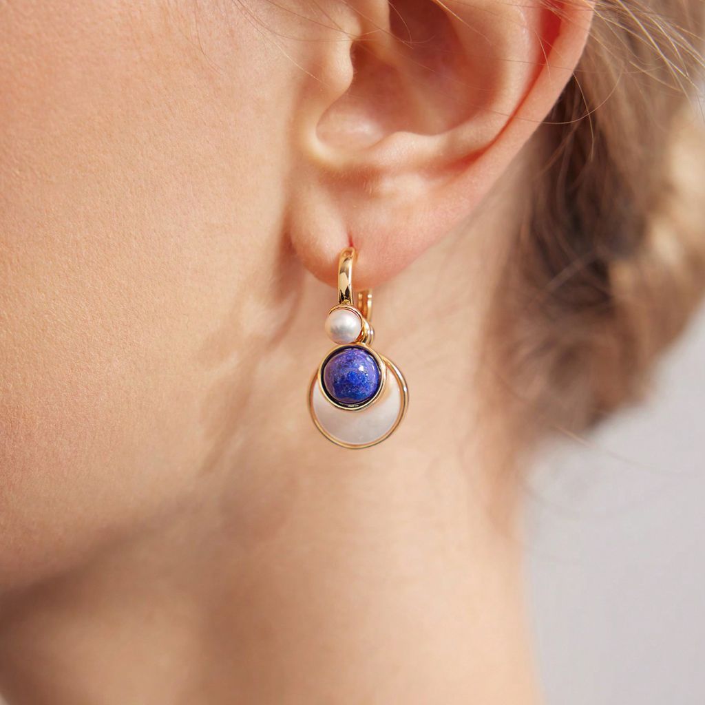 Pearl Sapphire Earrings