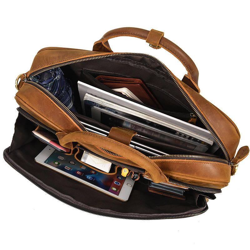 Classic Brown Leather Briefcase