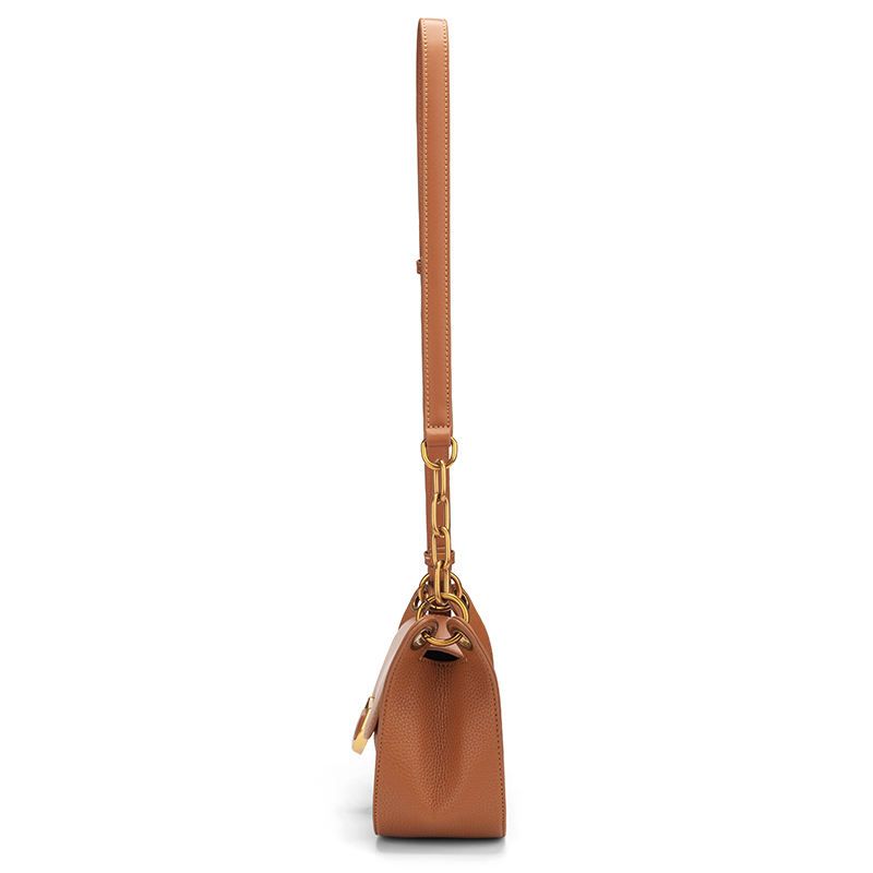 Classic Brown Metal Buckle Women's Shoulder Bag