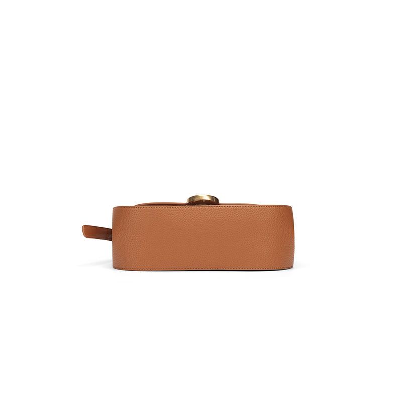 Classic Brown Metal Buckle Women's Shoulder Bag