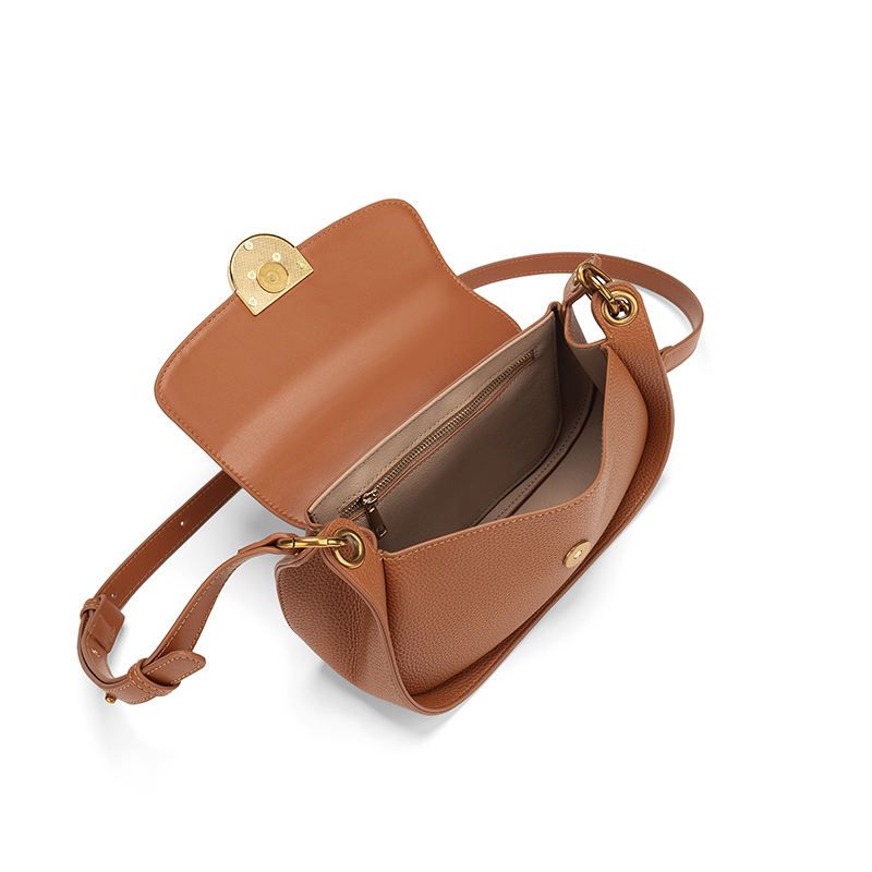 Classic Brown Metal Buckle Women's Shoulder Bag