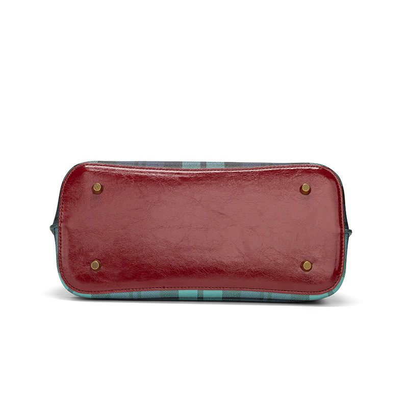 Fashion Plaid Splicing Tote Bag