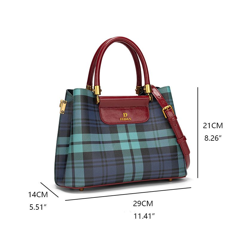 Fashion Plaid Splicing Tote Bag