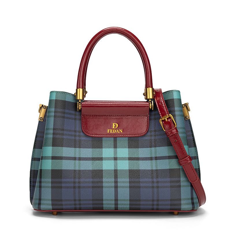 Fashion Plaid Splicing Tote Bag