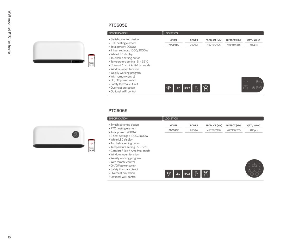 Smart Wall-Mounted PTC Heater