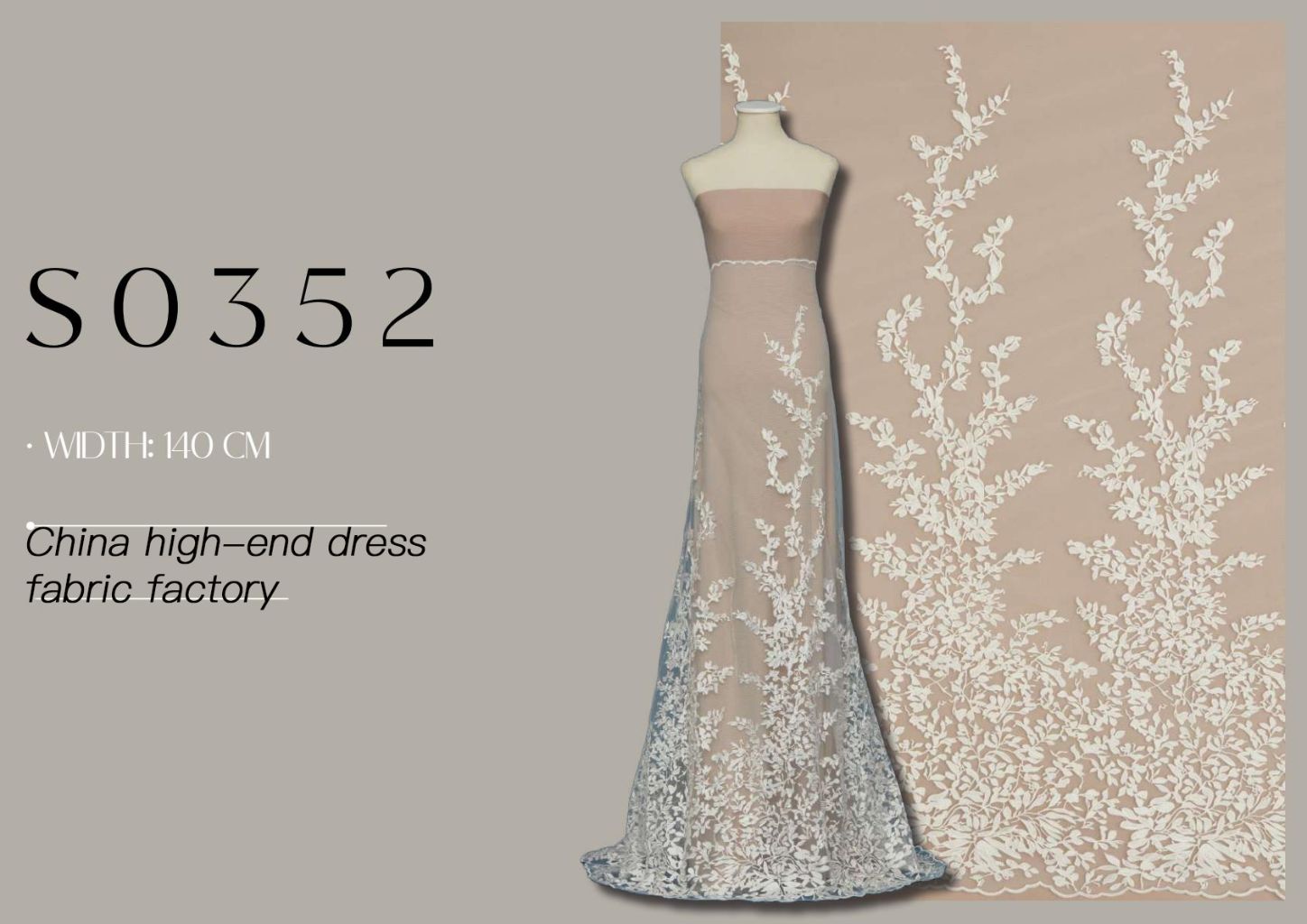 High-End Embroidered Evening Dress Fabric