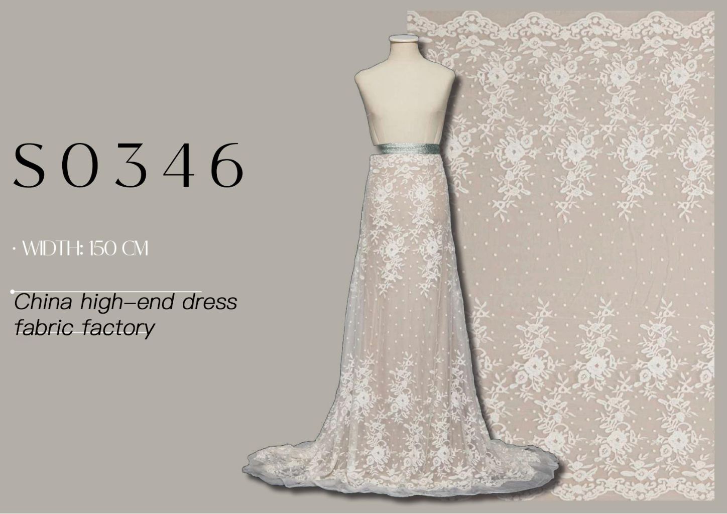 High-End Embroidered Evening Dress Fabric