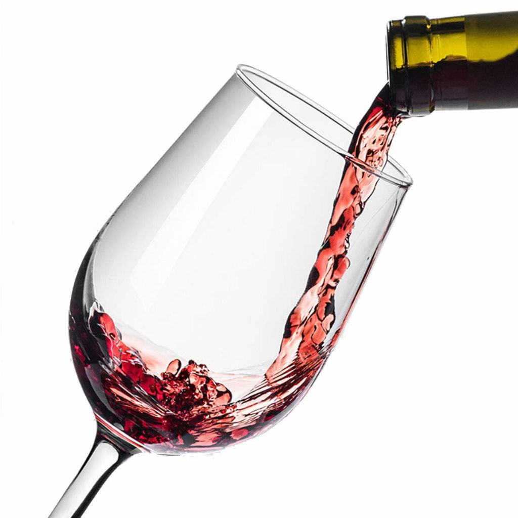 Set of Four High-Stem Glass Wine Goblets