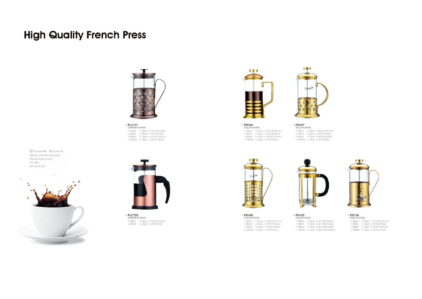 Rose Gold French Press Coffee Maker