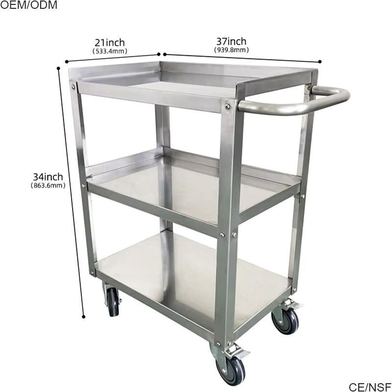 Stainless Steel Three-Tier Trolley
