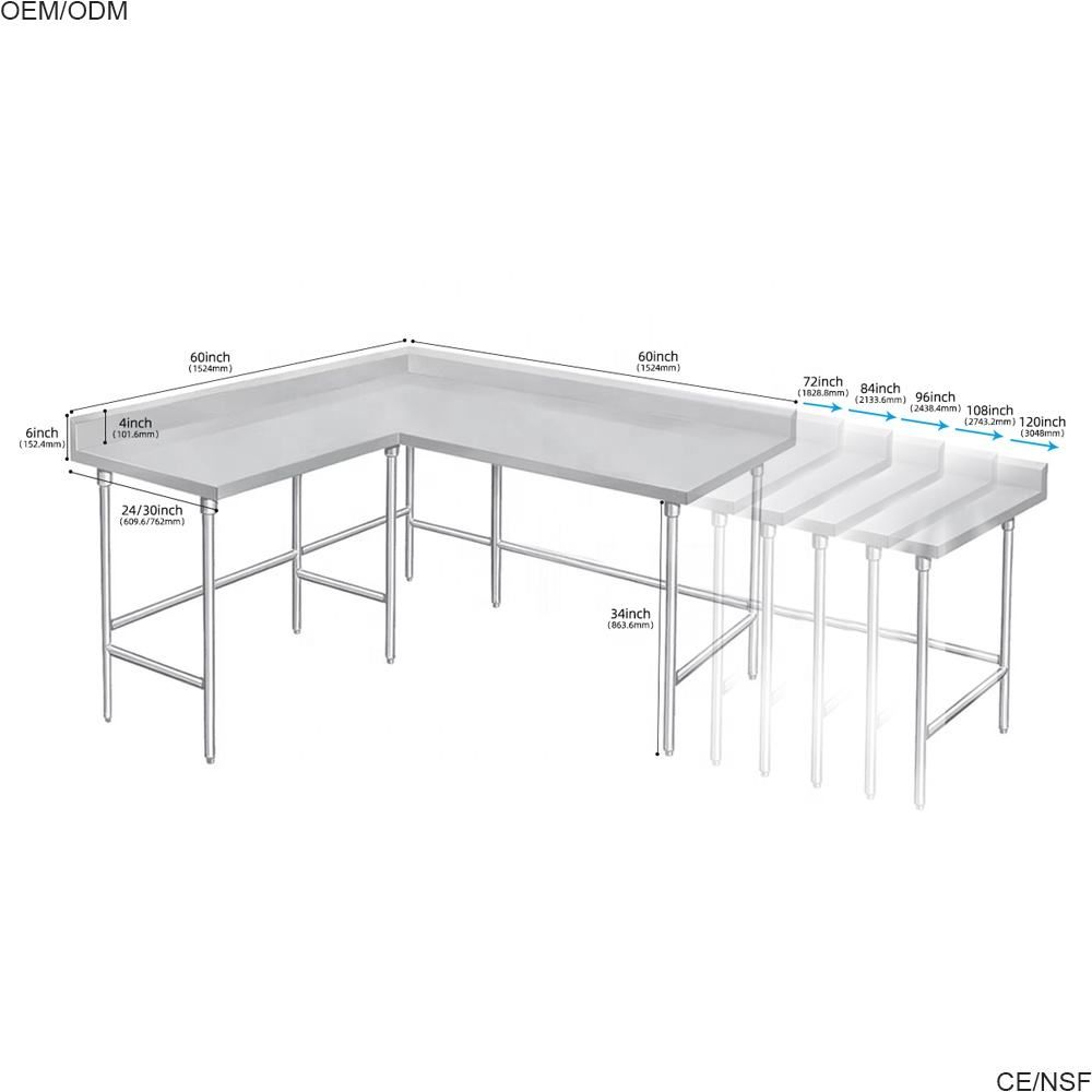 High-Quality Custom Stainless Steel L-Shaped Corner Workbench