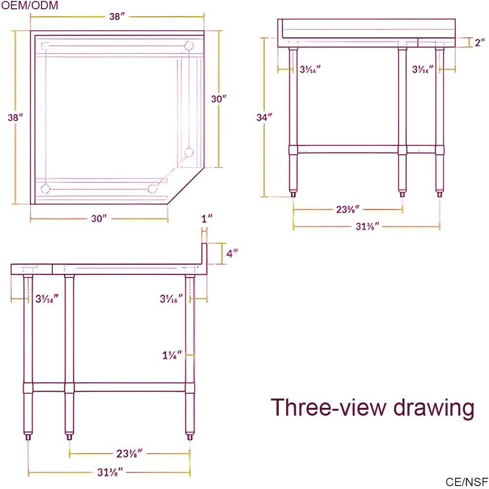 High-Quality Custom Stainless Steel L-Shaped Corner Workbench