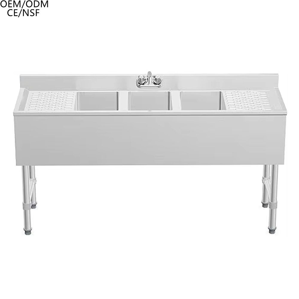 304 Stainless Steel Three-Compartment Work Table