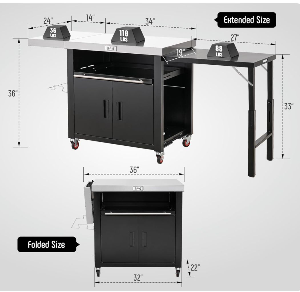 Multifunctional Outdoor BBQ Cart
