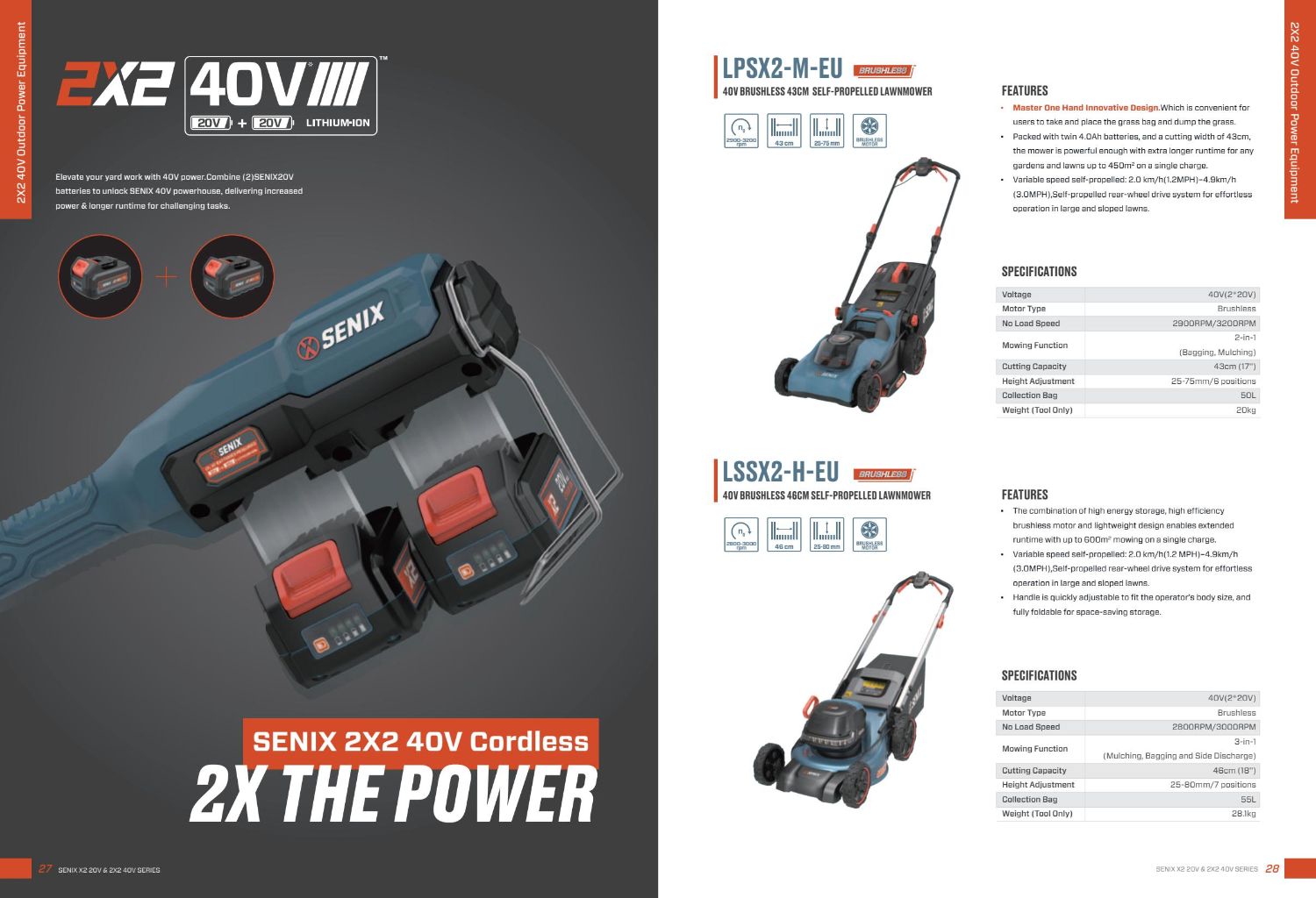 SENIX 2X2 40V Wireless Lawn Mower