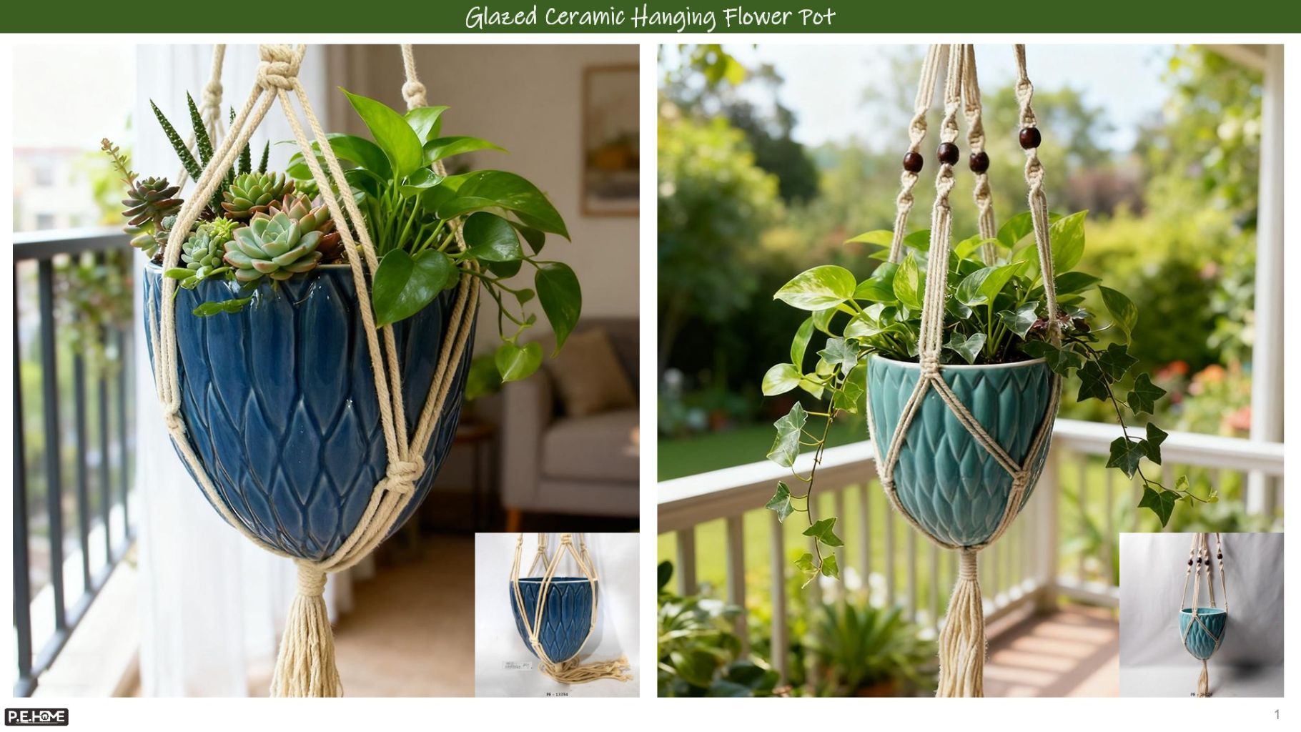Glazed Ceramic Hanging Planter