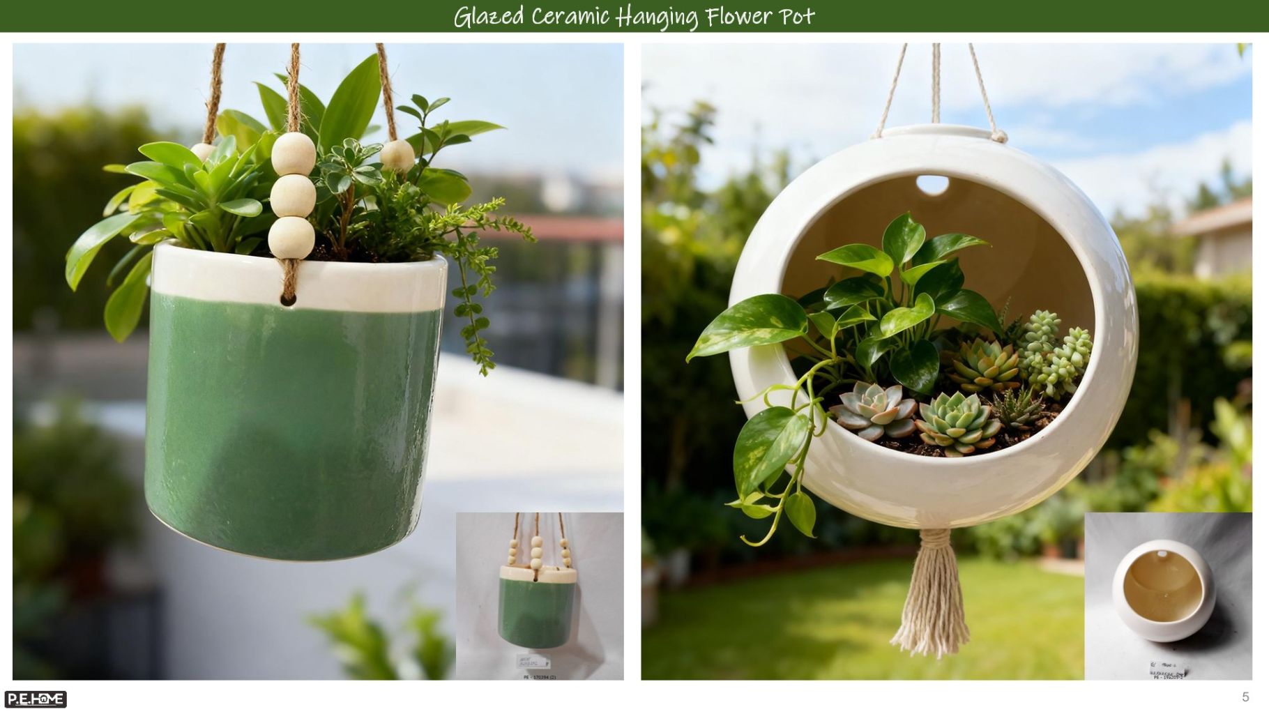 Glazed Ceramic Hanging Planter