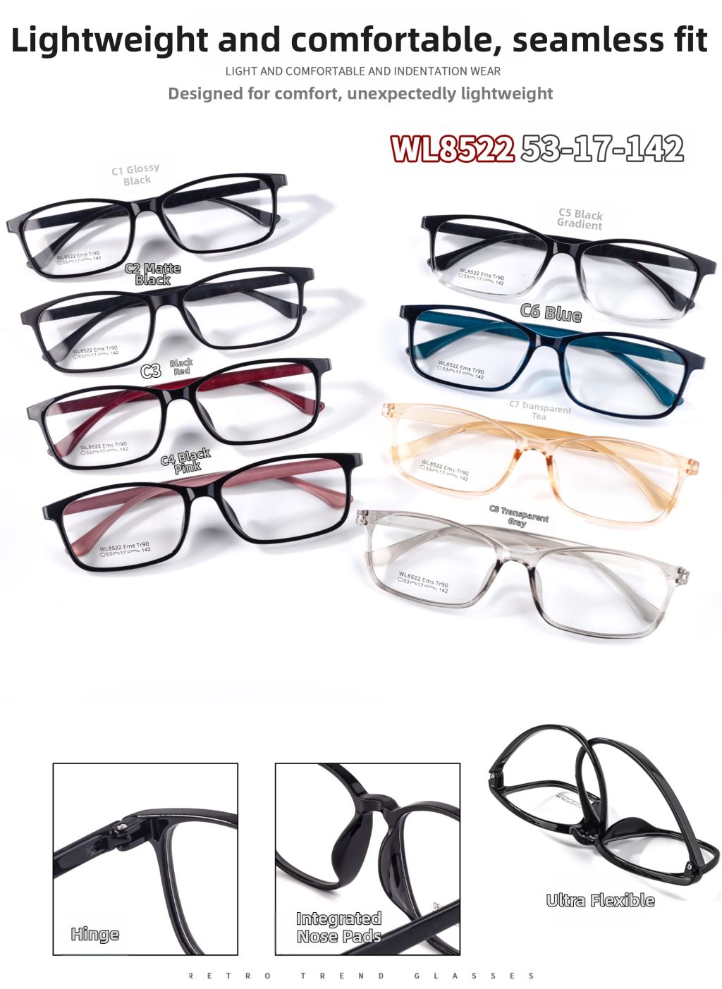 Lightweight Comfortable Seamless Glasses