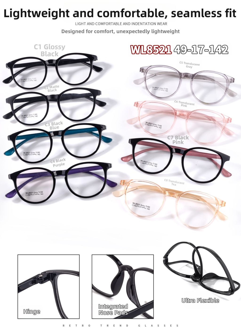 Lightweight Comfortable Seamless Glasses