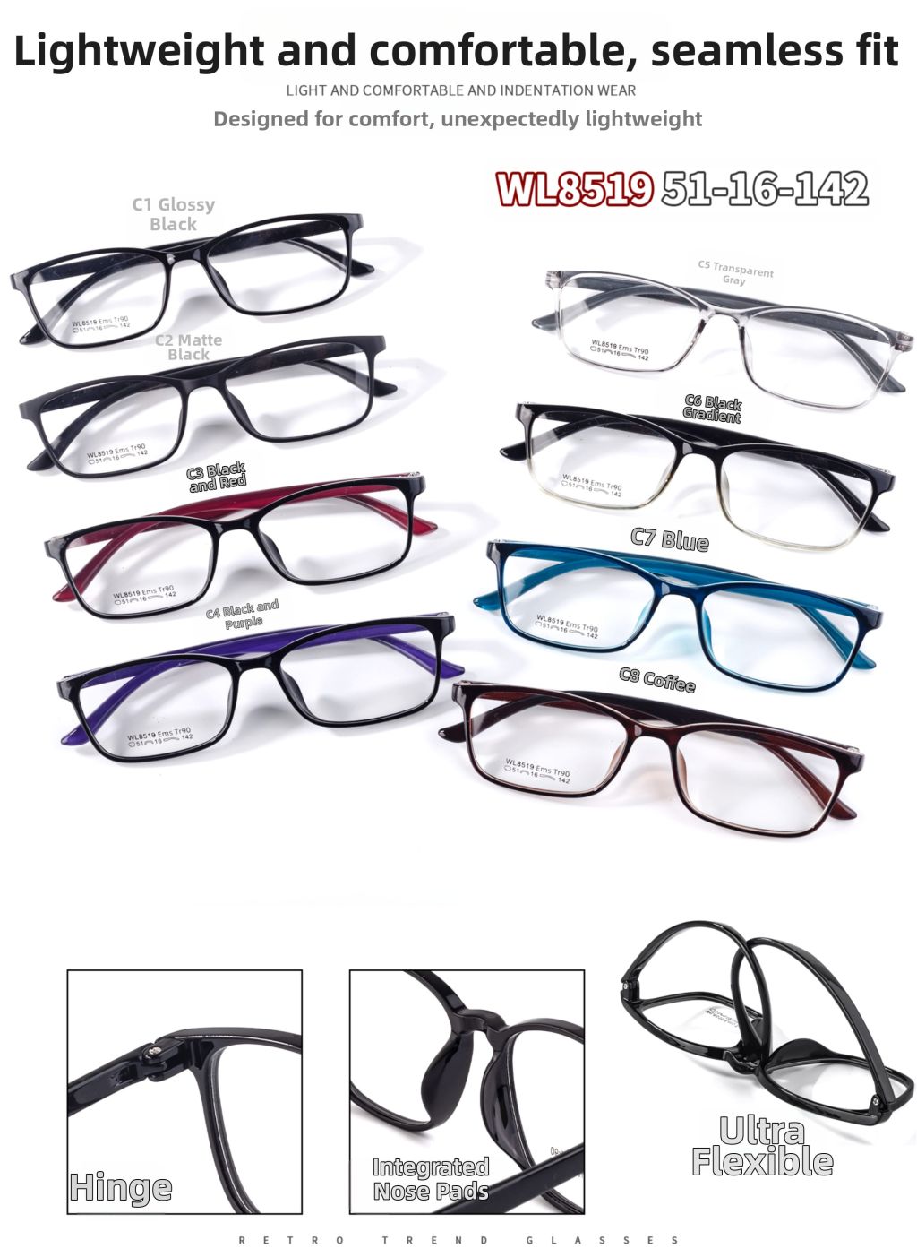 Lightweight Comfortable Seamless Glasses