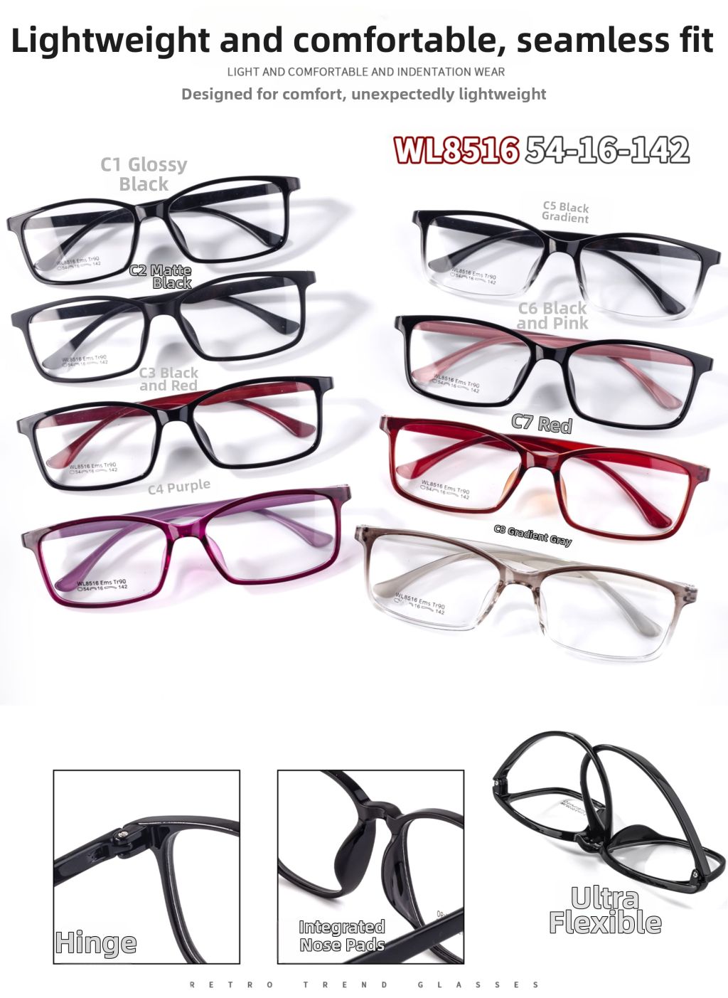 Lightweight Comfortable Seamless Glasses