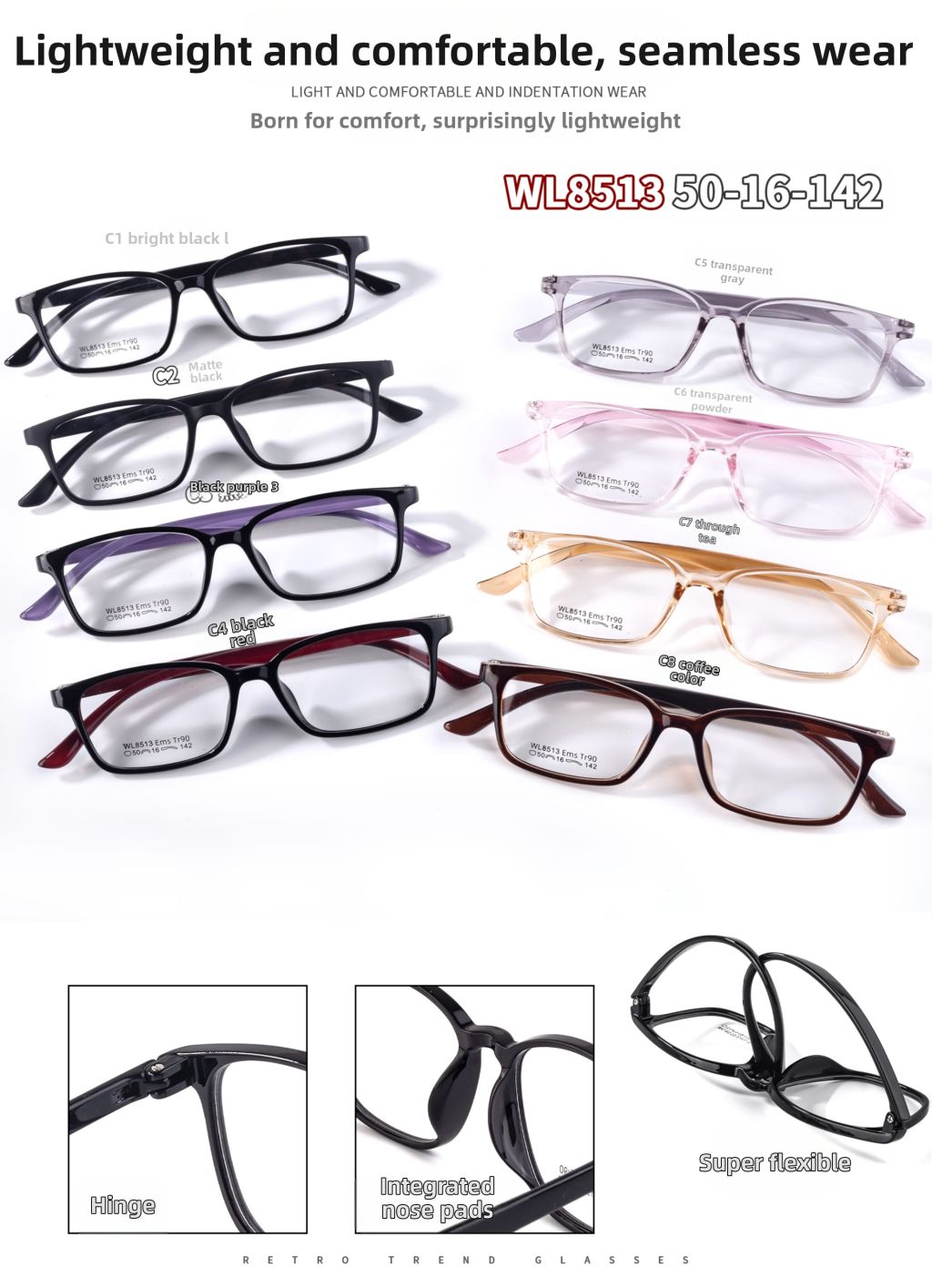 Lightweight Comfortable Seamless Glasses