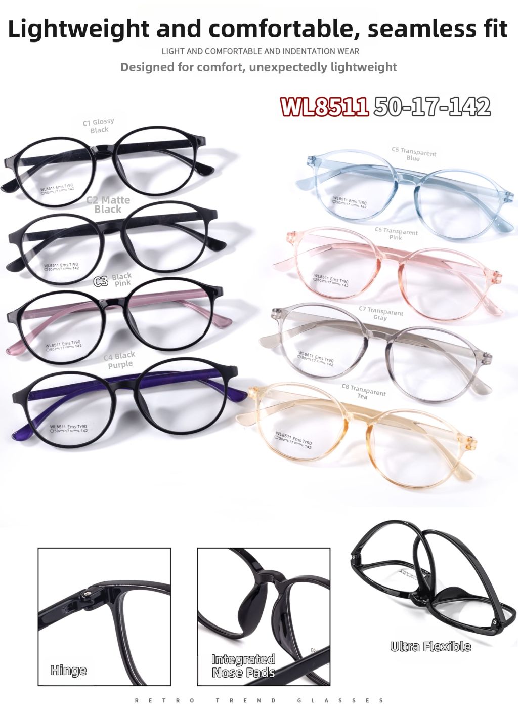 Lightweight Comfortable Seamless Glasses
