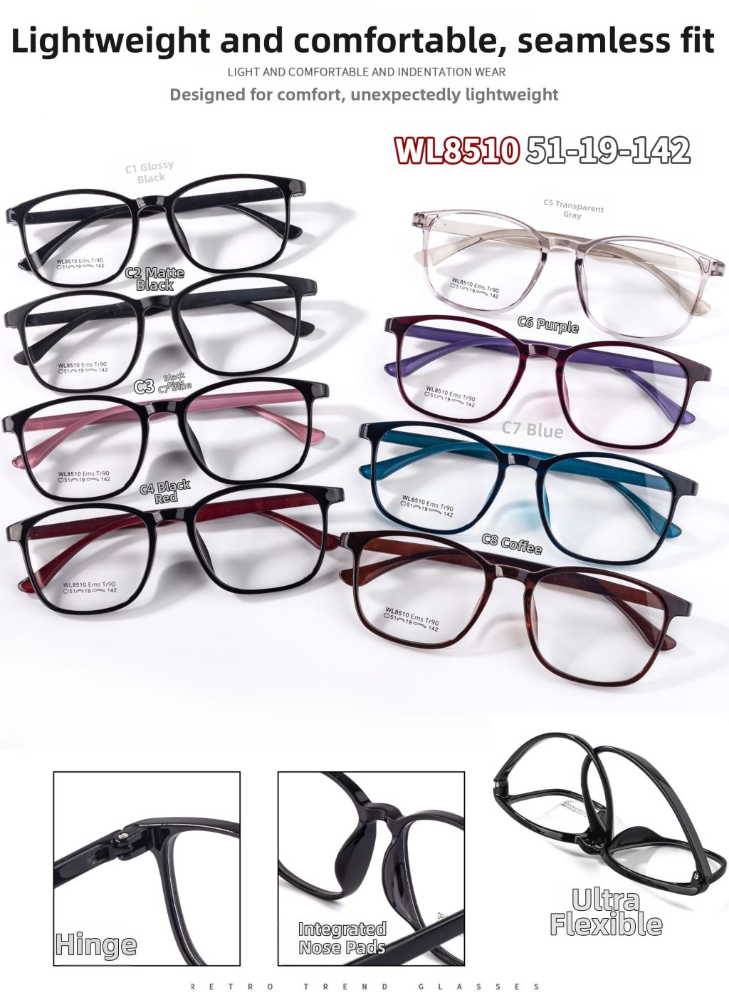 Lightweight Comfortable Seamless Glasses