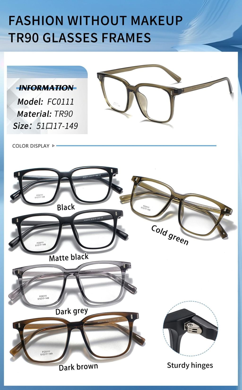 Fashion No-Makeup TR90 Glasses Frame