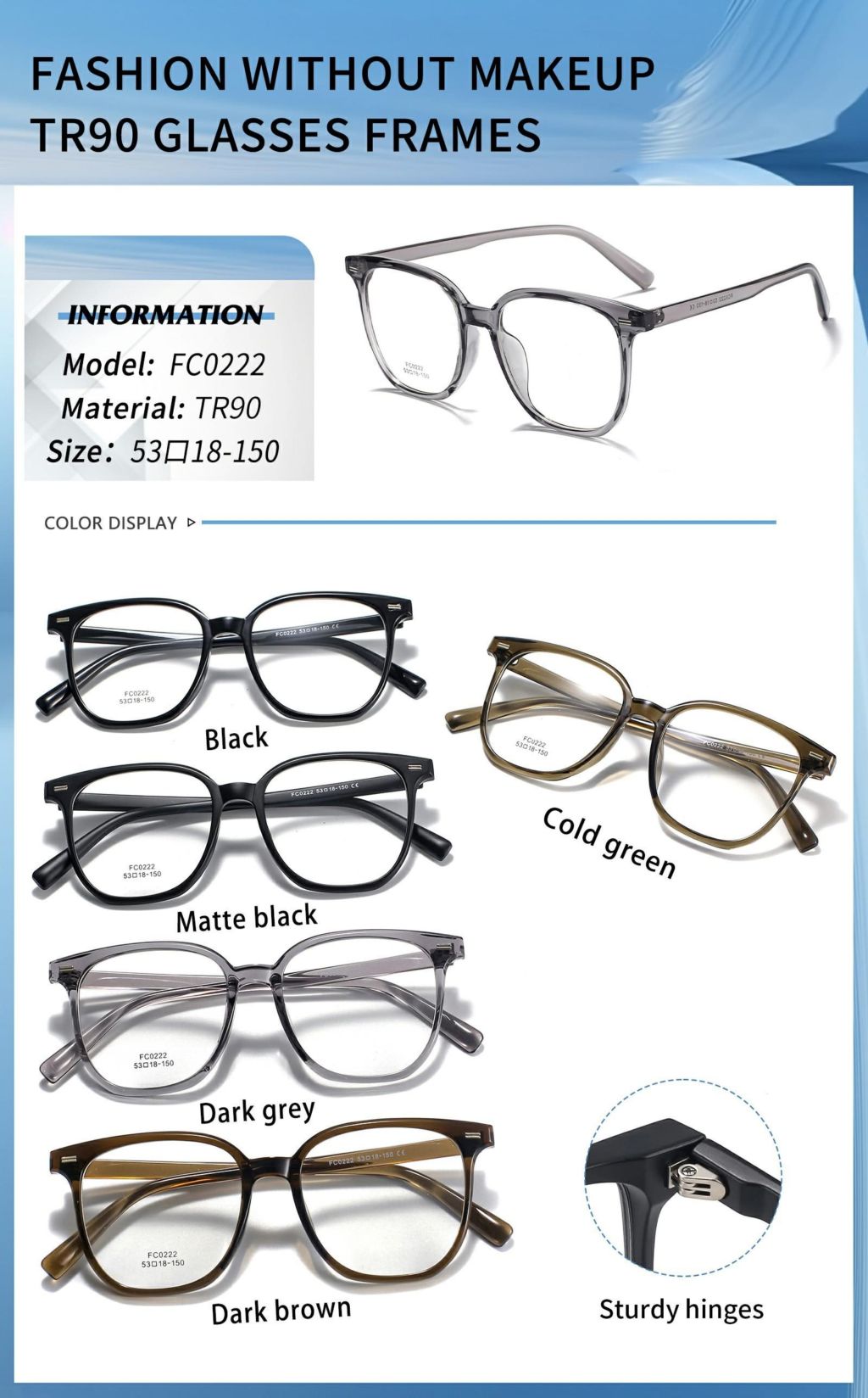 Fashion No-Makeup TR90 Glasses Frame