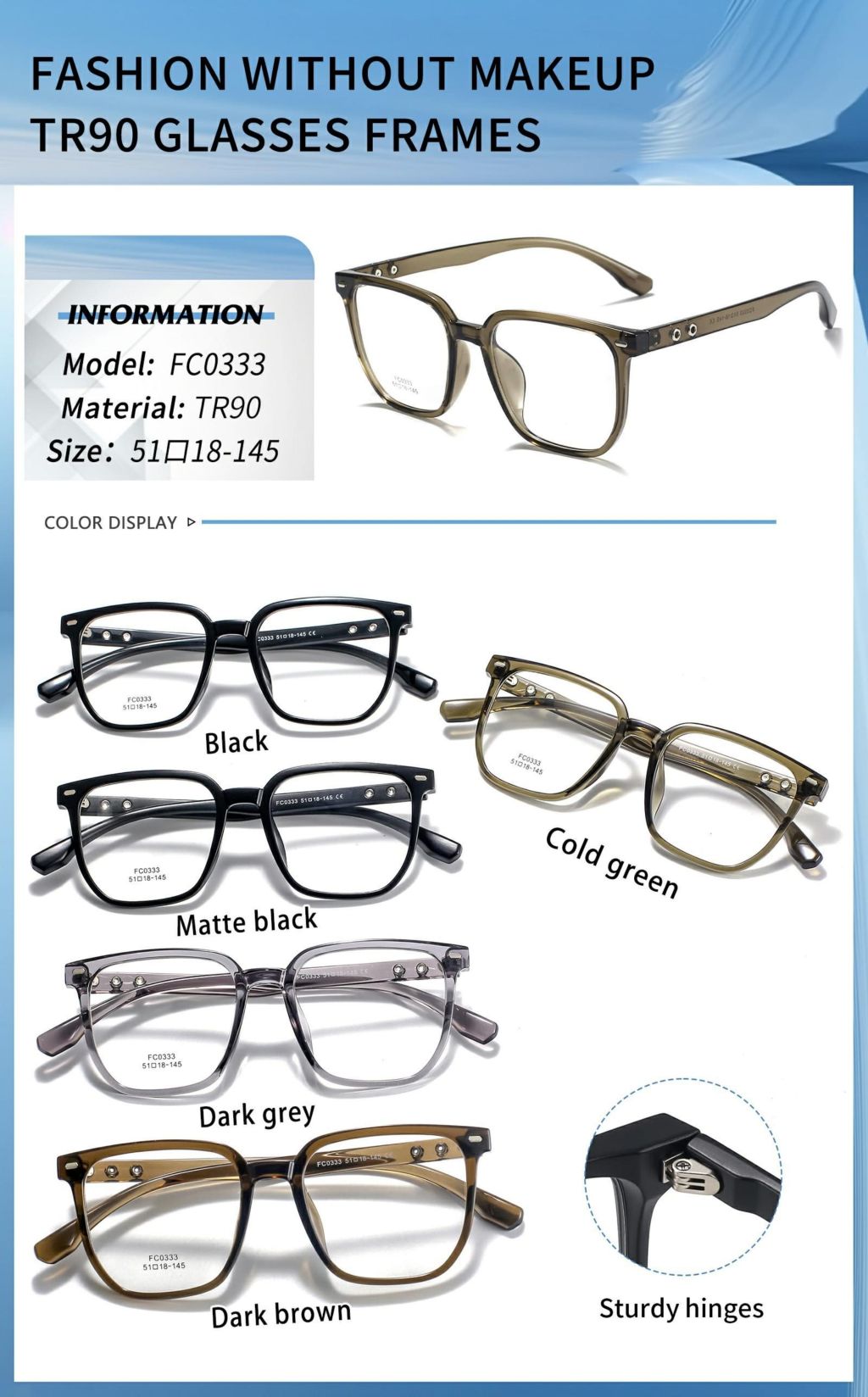 Fashion No-Makeup TR90 Glasses Frame