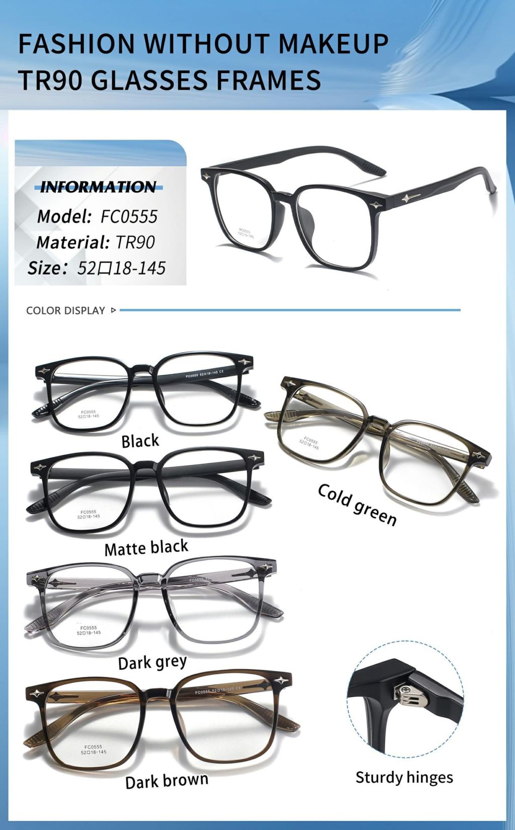 Fashion No-Makeup TR90 Glasses Frame