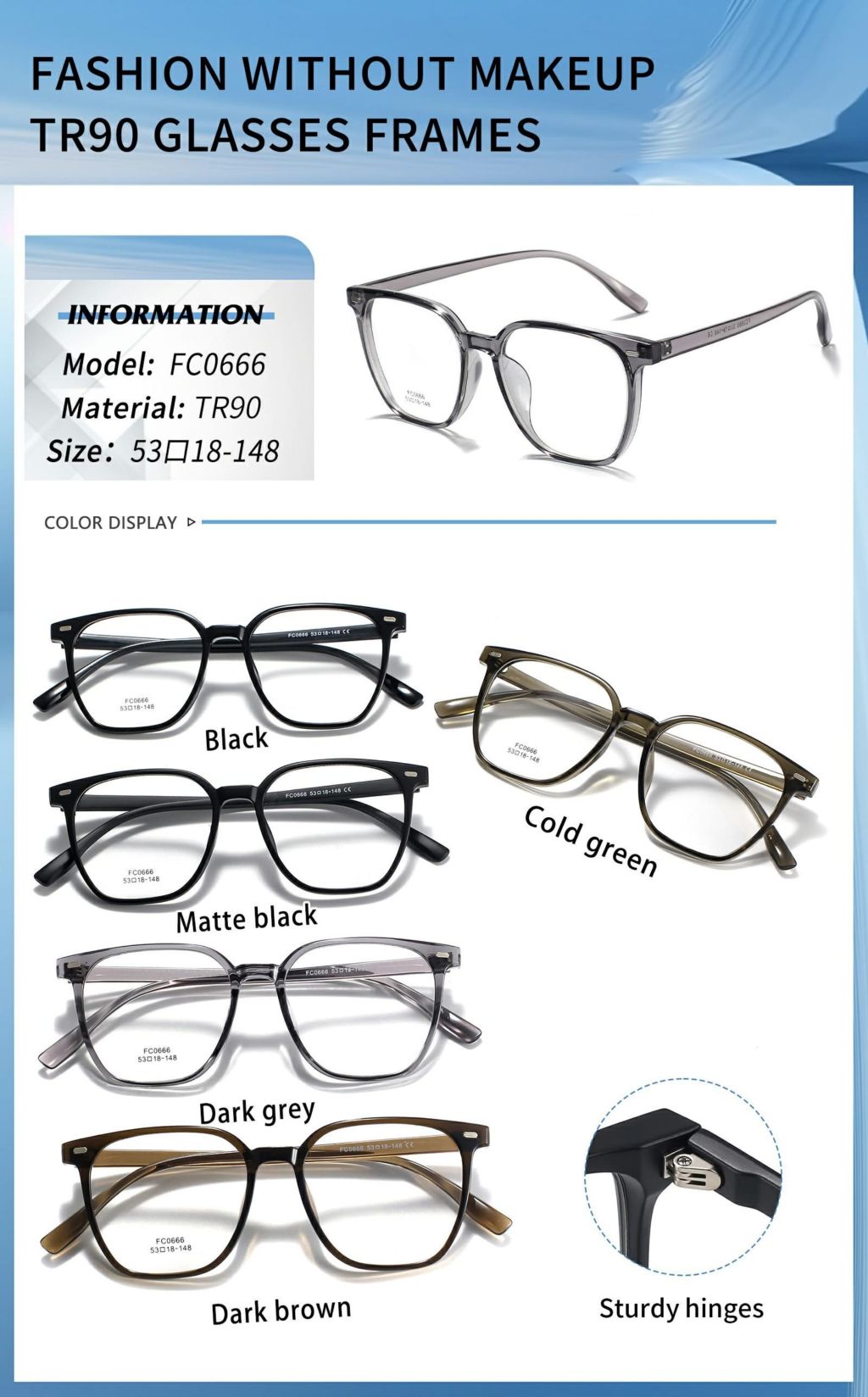 Fashion No-Makeup TR90 Glasses Frame