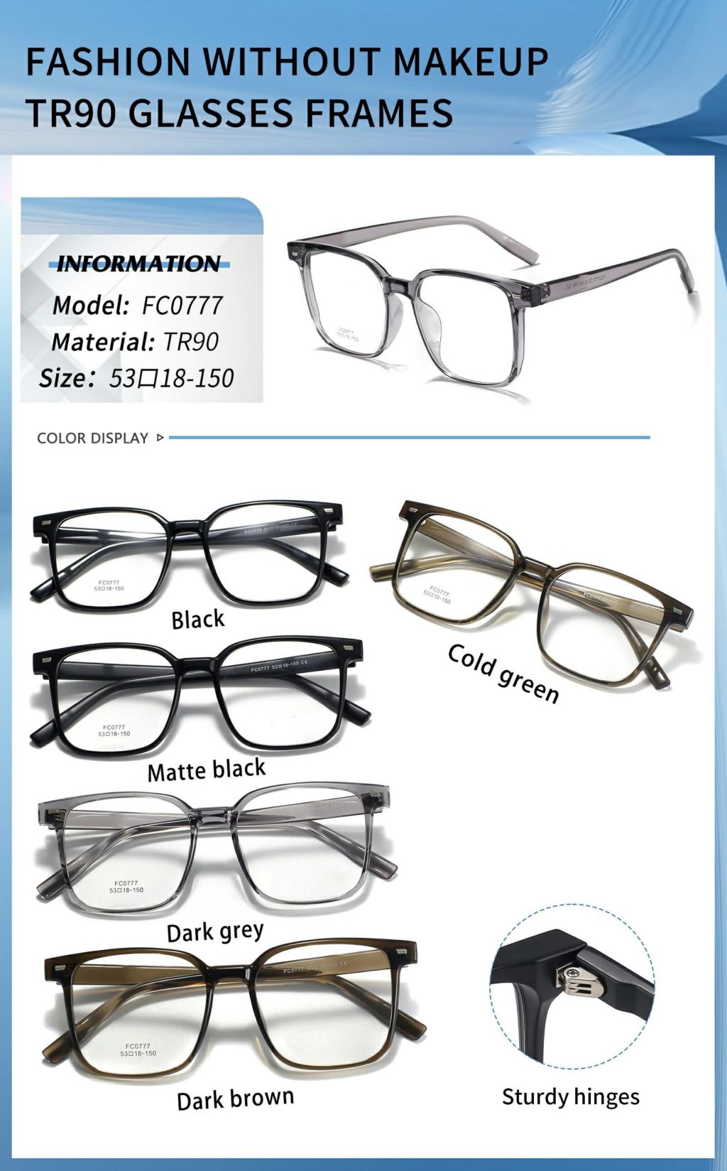 Fashion No-Makeup TR90 Glasses Frame