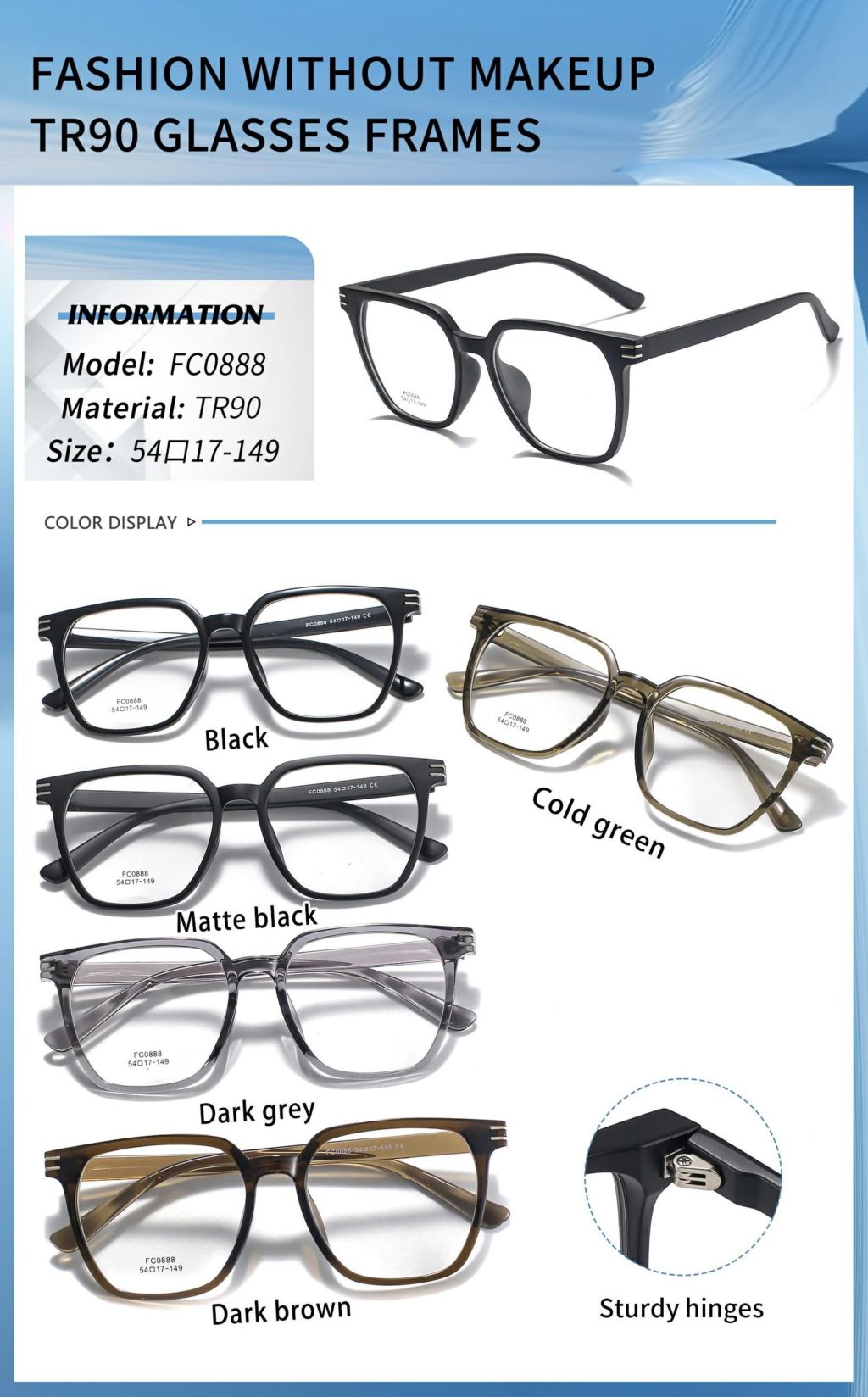 Fashion No-Makeup TR90 Glasses Frame