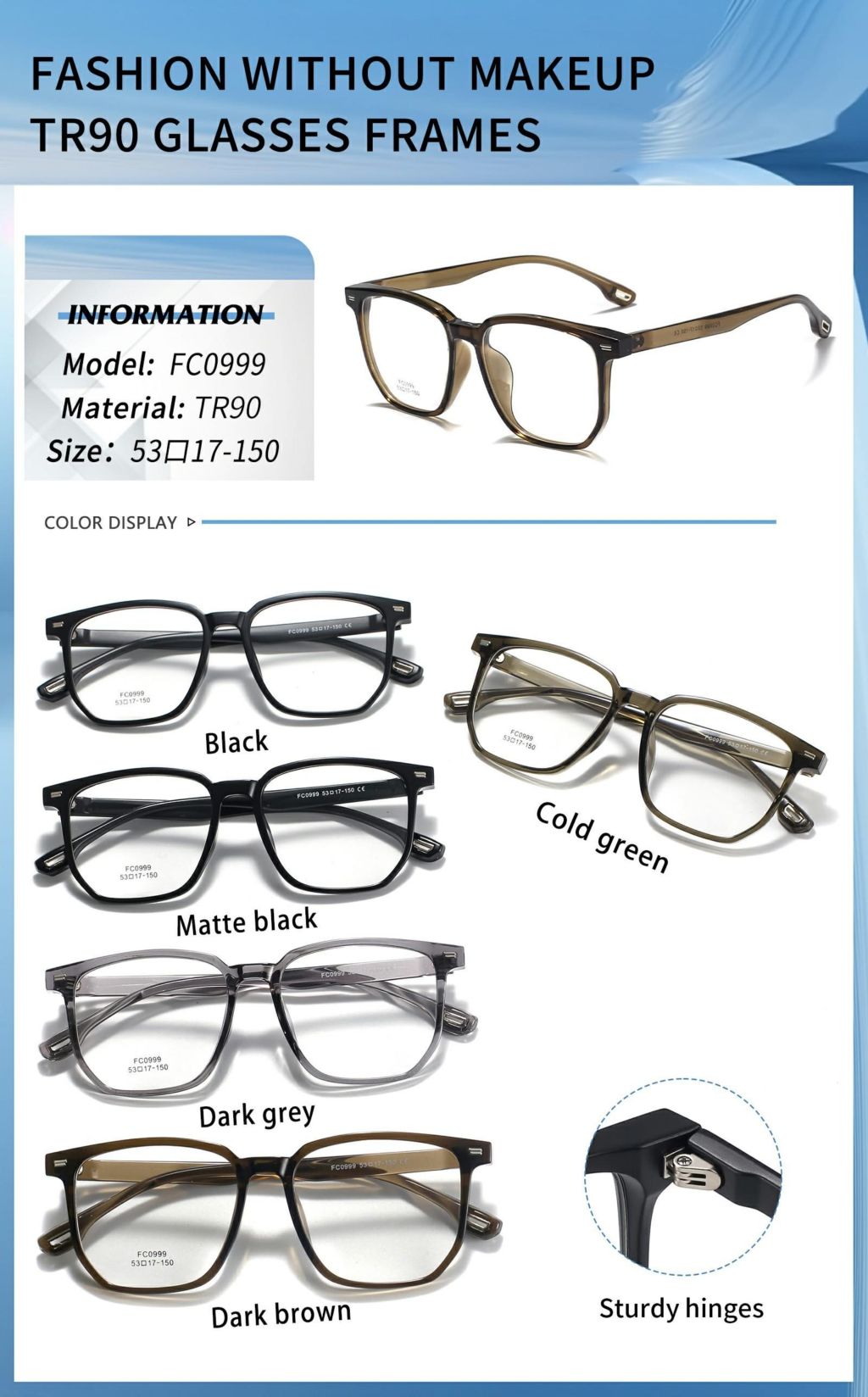 Fashion No-Makeup TR90 Glasses Frame