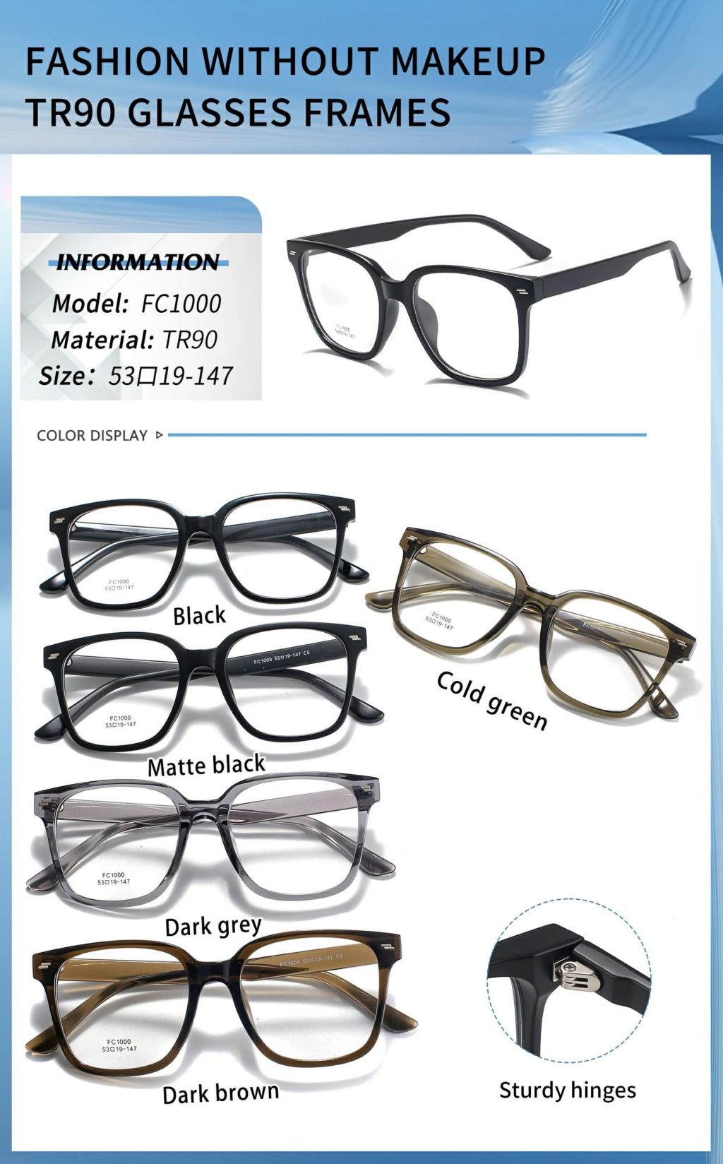 Fashion No-Makeup TR90 Glasses Frame