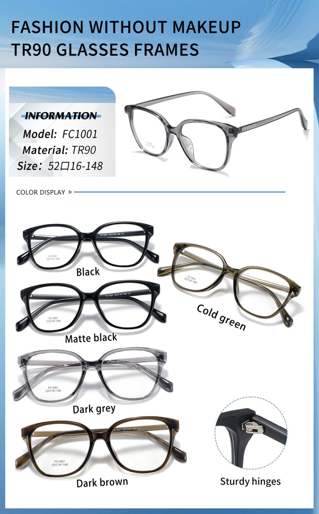 Fashion No-Makeup TR90 Glasses Frame