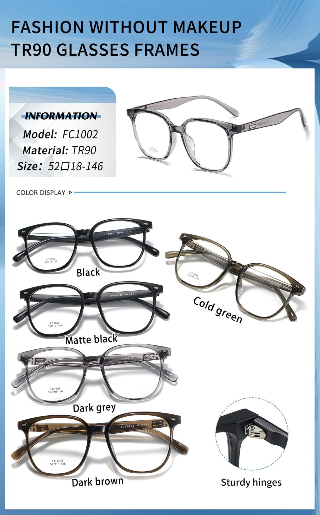 Fashion No-Makeup TR90 Glasses Frame