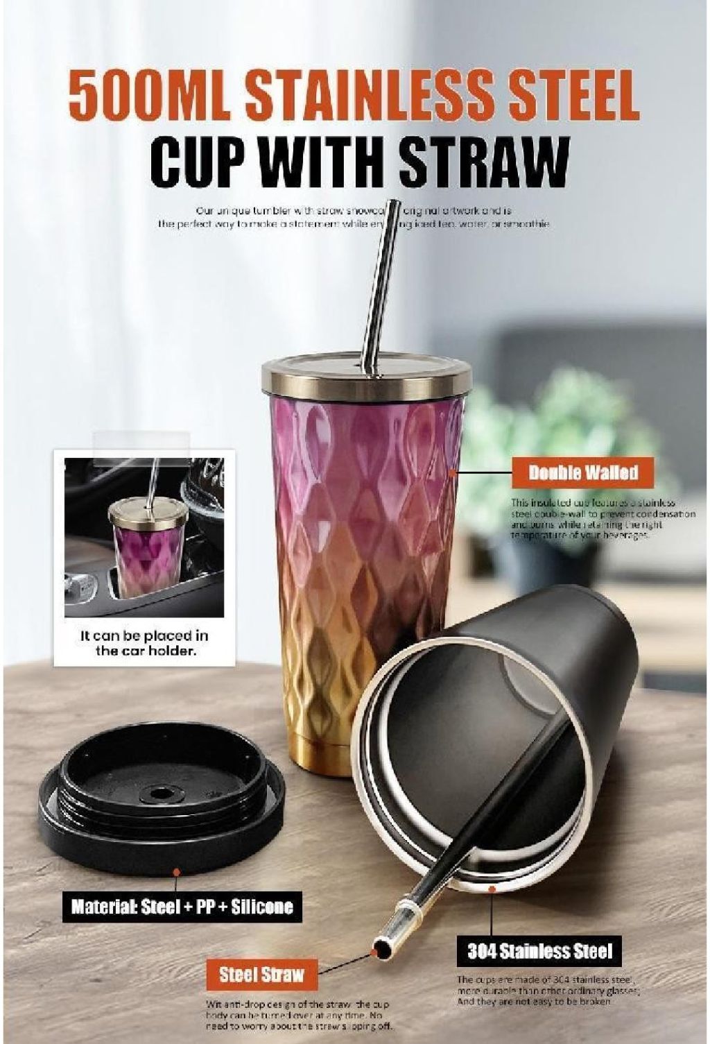 500ml Stainless Steel Insulated Cup