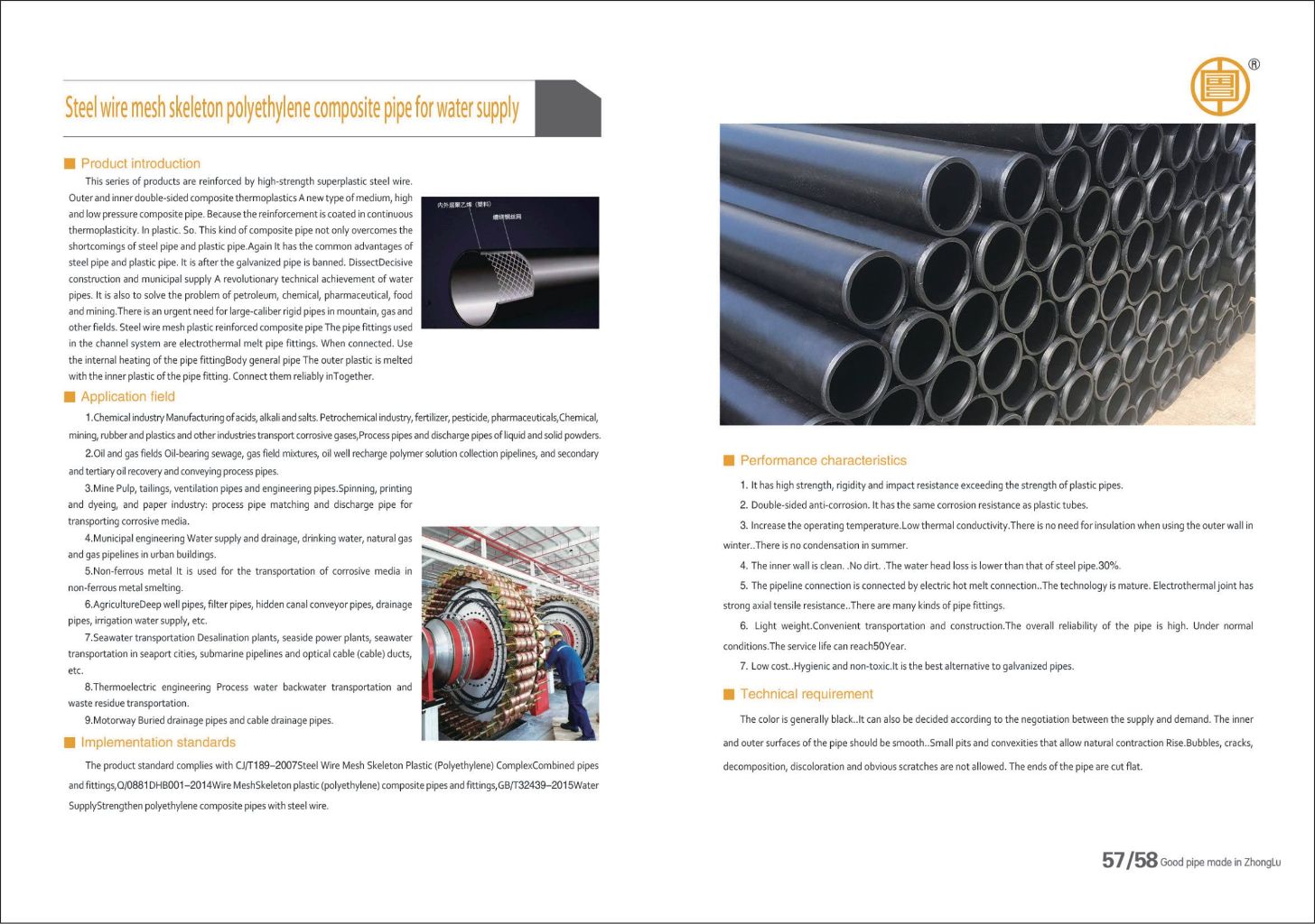 Steel Wire Mesh Skeleton Polyethylene Composite Pipe