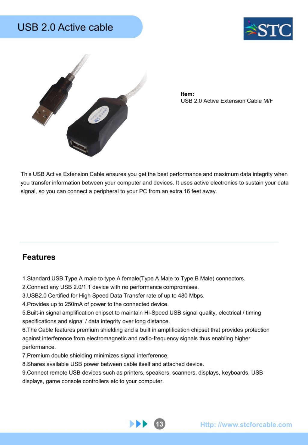 USB 2.0 Active Extension Cable