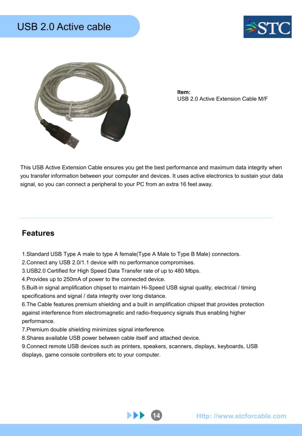 USB 2.0 Active Extension Cable