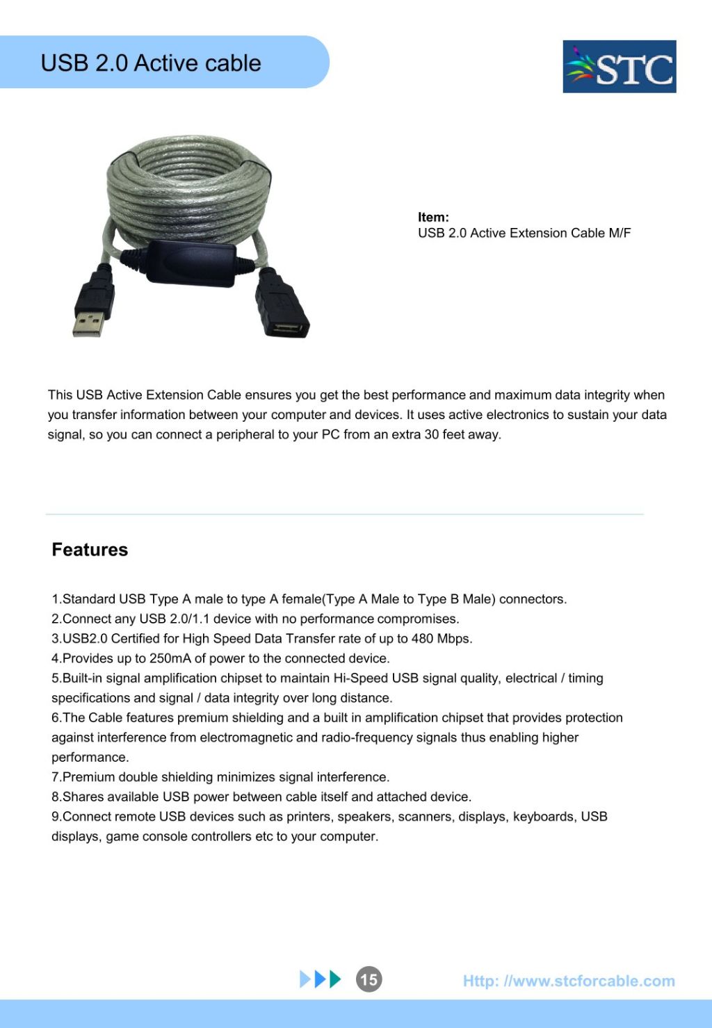 USB 2.0 Active Extension Cable