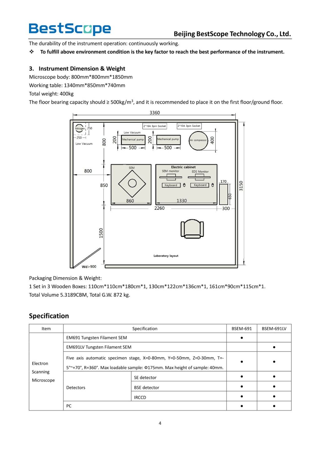 BSEM-691 Tungsten Filament Scanning Electron Microscope
