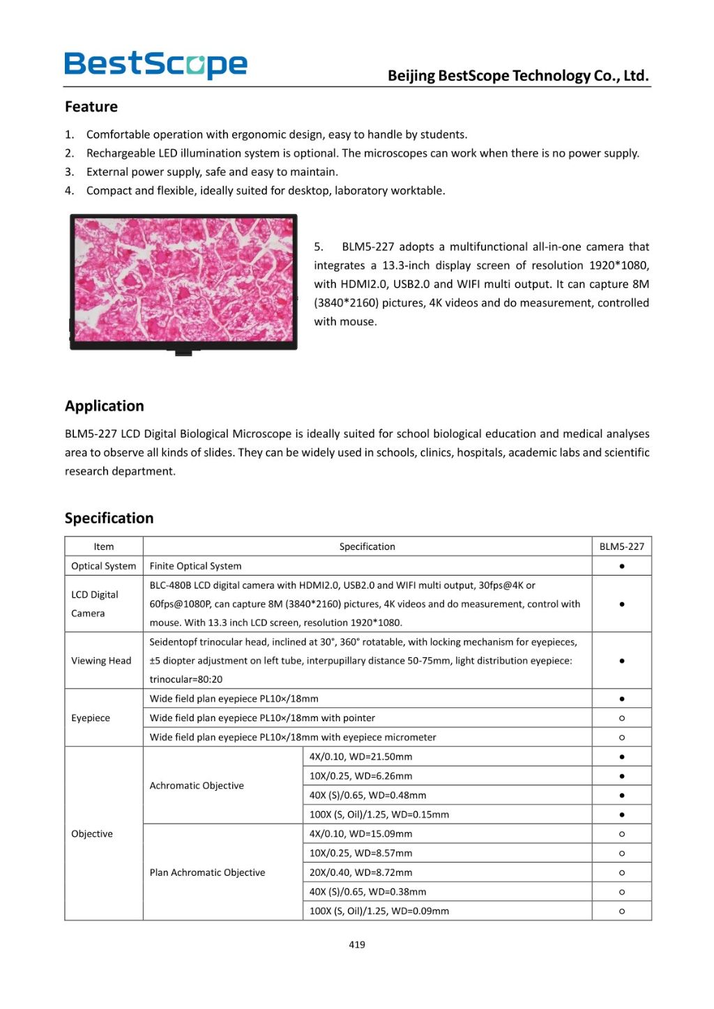 BLMS-227 Digital Biological Microscope