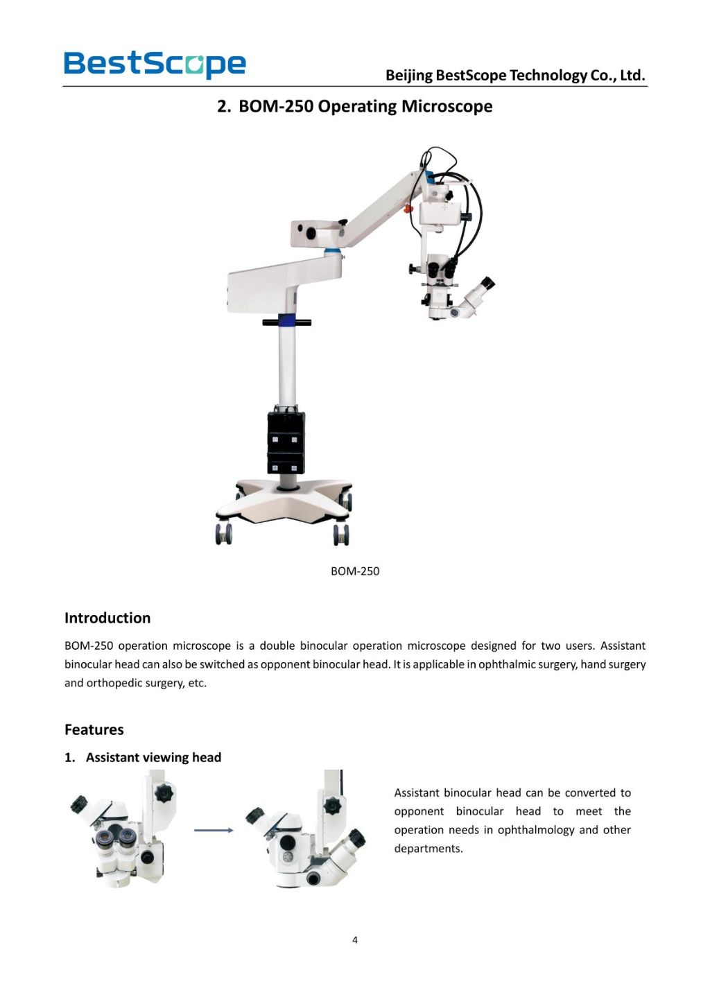 BOM-250 Binocular Surgical Microscope