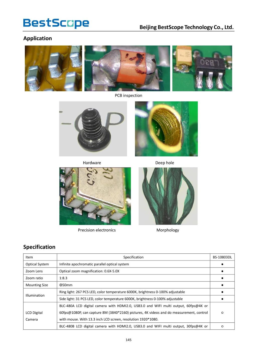 BS-10803DL 2D/3D Monocular Video Microscope