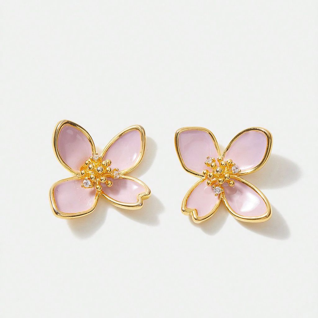 Cherry Blossom Shaped Stud Earrings