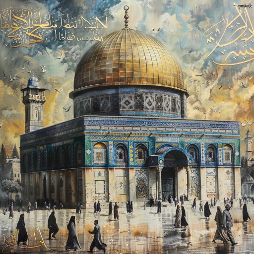 Decorative Painting of the Dome of the Rock in Jerusalem